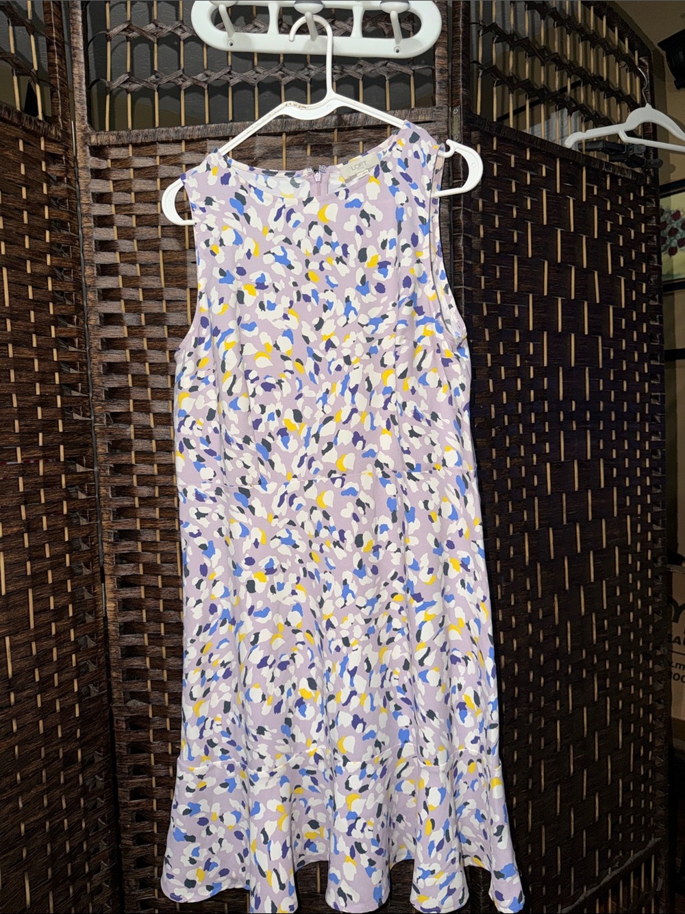 LOFT Lavender Multicolor Sleeveless Midi Dress